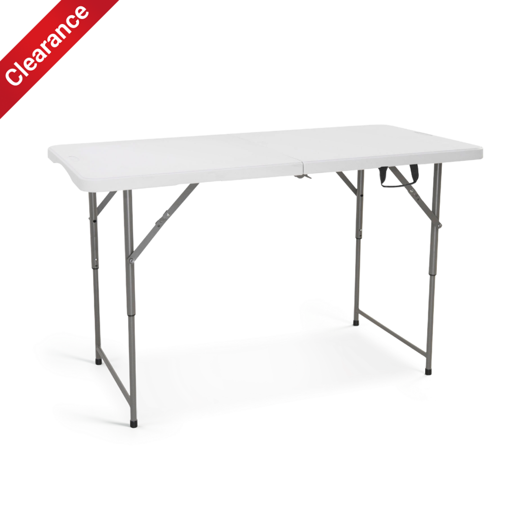 4 Foot Heavy Duty Portable Folding Table, Dining Table, White_4Dock